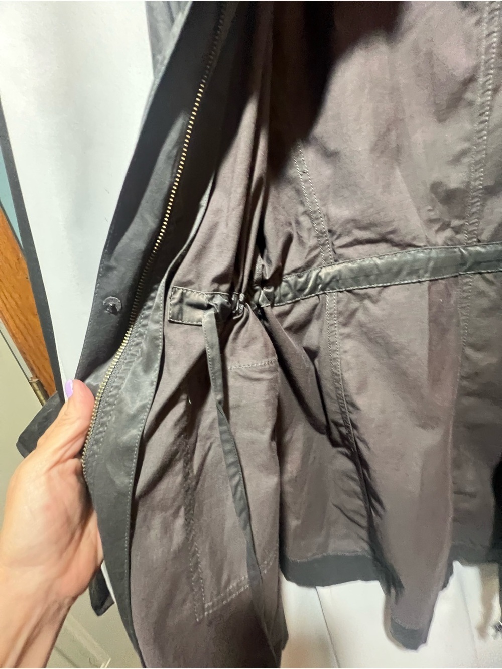 Eileen Fisher Petite Charcoal Drawstring Utility Anorak Zip Front PL - Picture 9 of 10
